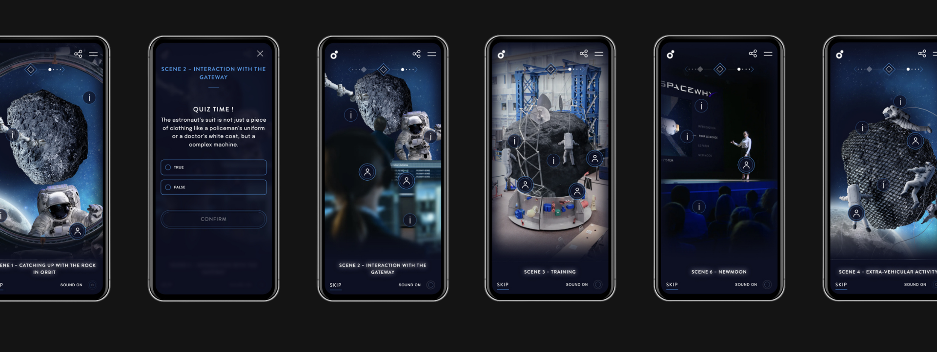 Euro Space Center - Vues mobiles de la web app