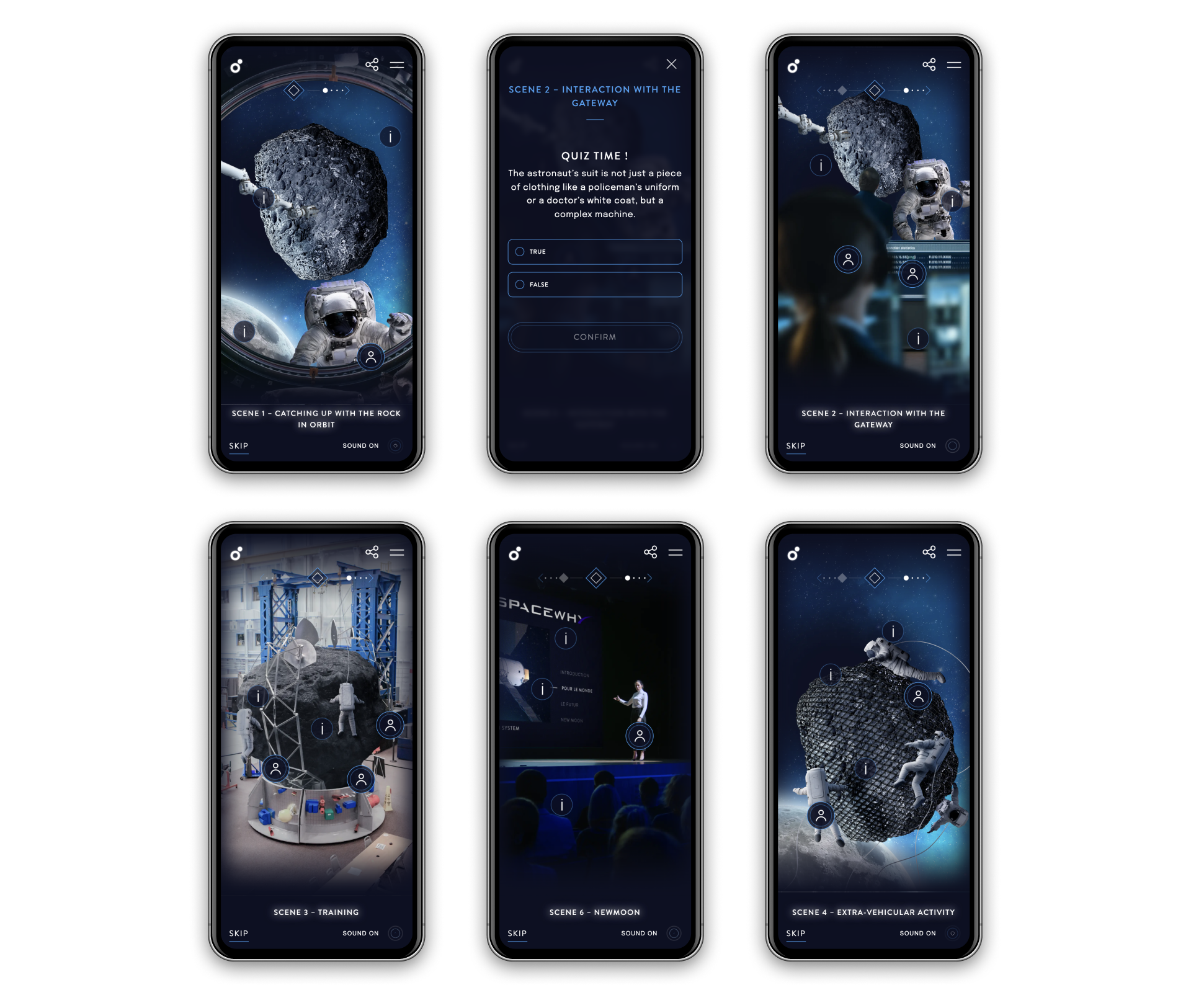 Euro Space Center - Vues mobiles de la web app